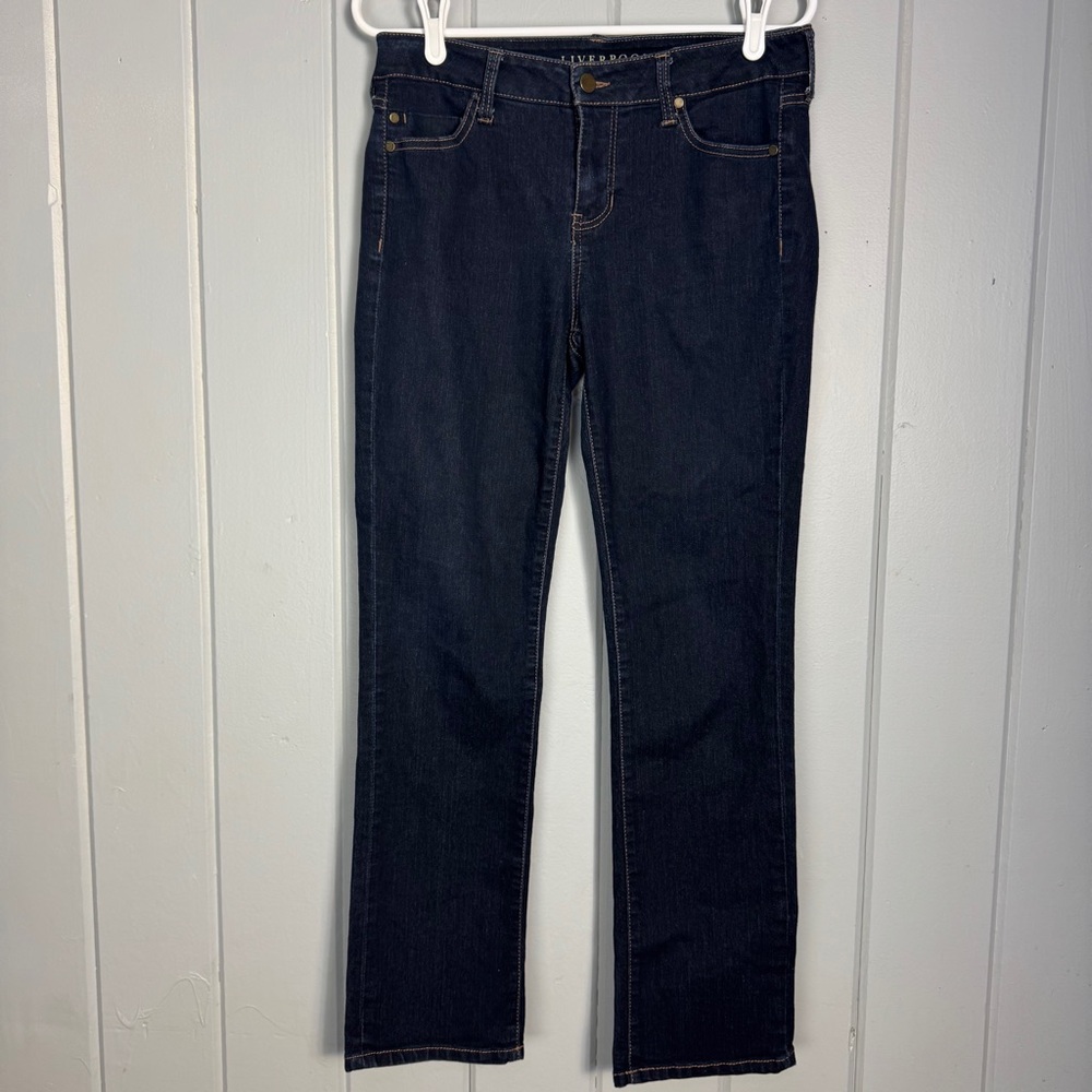 Liverpool Stitch Fix Dark Wash Mid-rise Straight Leg Jeans 8 / 29 Short‎ Women’s